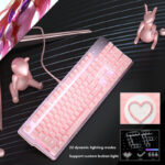 Pink Real Mechanical Keyboard And Mouse Set For Girls E-Sports Games Dedicated Wired Green Axis Red Axis - Image 2