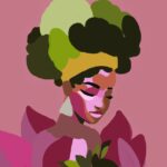 Art Design Graffiti Art Hip Hop African Girl with Black Hair Big Earring with Modern Building Shower Curtain for Bathroom Decor - Image 3