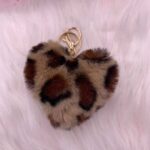 Leopard Print Love Plush Pendant Peach Heart Keychain Car Ornament Accessories Bag Imitation Rex Rabbit Fur Ball - Image 3