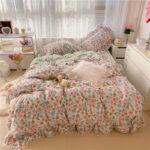 Cotton Lace Three-piece Garden Floral Bed Sheet - Image 2