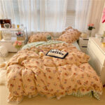 Cotton Lace Three-piece Garden Floral Bed Sheet - Image 6