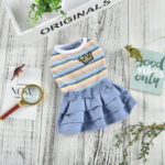 Pet Clothes Dress Cartoon Teddy Schnauzer Pugs Small And Medium-Sized Dogs Color Striped Skirt - Image 4
