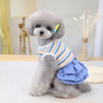 Pet Clothes Dress Cartoon Teddy Schnauzer Pugs Small And Medium-Sized Dogs Color Striped Skirt - Image 2
