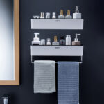 Bathroom Shelves, Perforated Ceramic Tile Walls, Toothpaste Cups, Bathroom Shelves