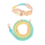 Multifunctional Rainbow Gradient Color Dog Traction Rope Collar Cotton Dog Walking Rope Hand-Woven Rope - Image 3
