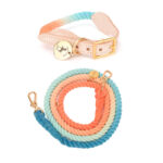 Multifunctional Rainbow Gradient Color Dog Traction Rope Collar Cotton Dog Walking Rope Hand-Woven Rope - Image 4