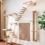 Cat Wooden Wall Hanging Ladder Pine Springboard Stairs Cat Toy Multi-layer - Image 4