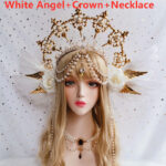 Halo hair ornament gorgeous white angel headdress - Image 8