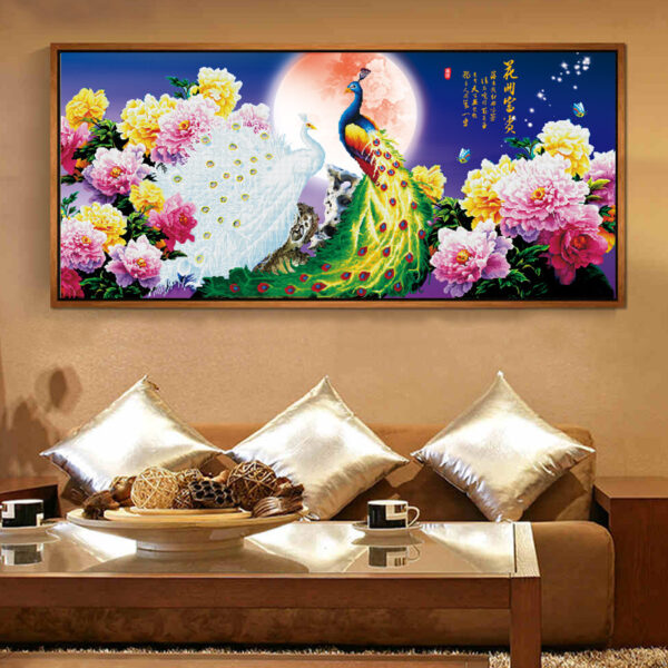 Round Diamond Blooming Rich Peacock Full Rhinestone 5D Diamond Painting Cross Stitch