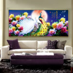 Round Diamond Blooming Rich Peacock Full Rhinestone 5D Diamond Painting Cross Stitch - Image 4