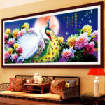 Round Diamond Blooming Rich Peacock Full Rhinestone 5D Diamond Painting Cross Stitch - Image 5