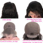 Natural Color Full Human Hair Wig Headgear 13x4 Front Lace - Image 2