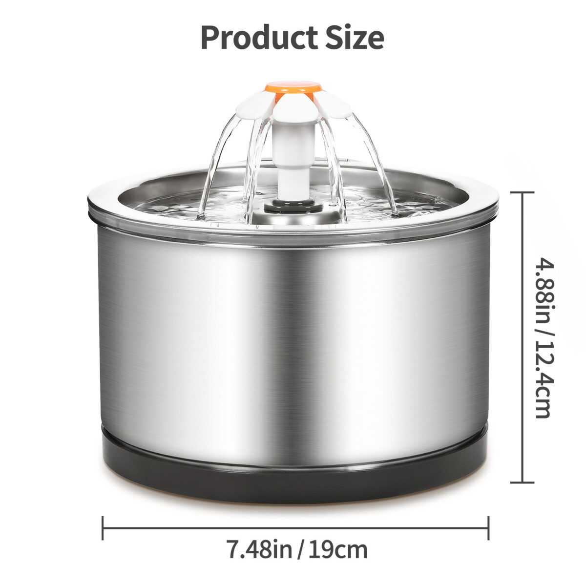 Silver Wing Round All-Steel Flower Pet Water Dispenser - Image 2