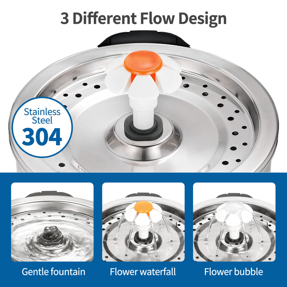 Silver Wing Round All-Steel Flower Pet Water Dispenser - Image 4
