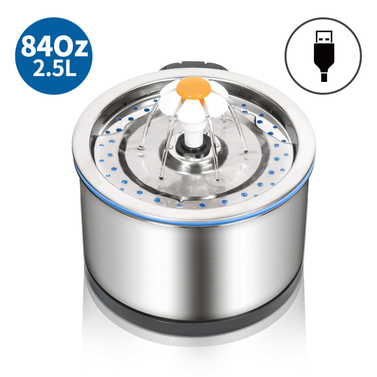 Silver Wing Round All-Steel Flower Pet Water Dispenser - Image 1