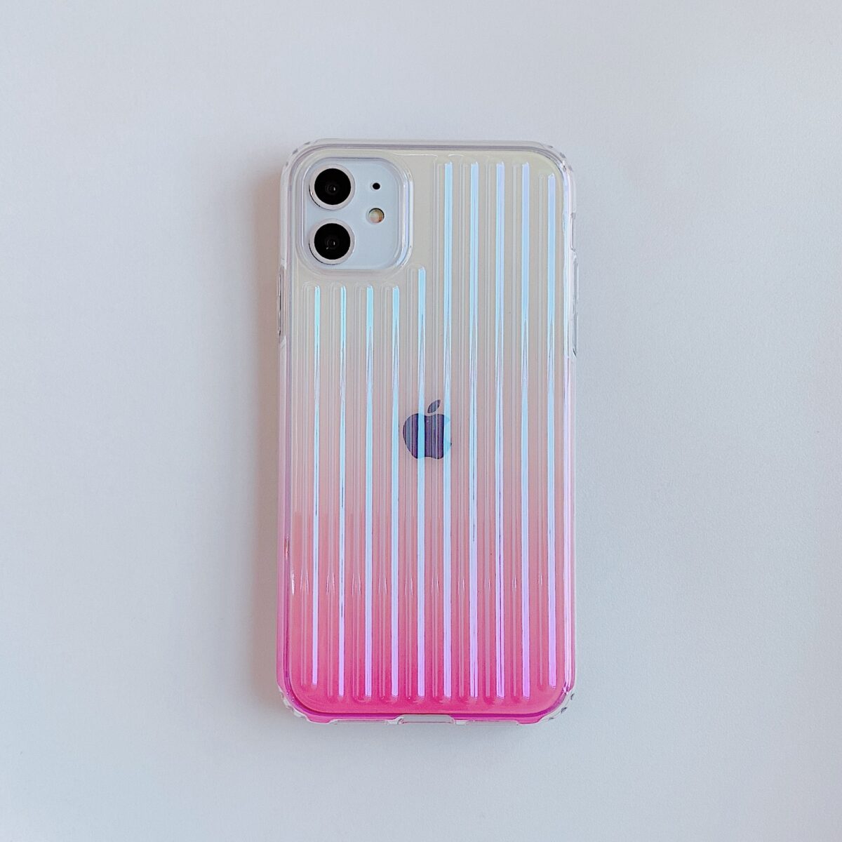 Laser Gradient Colorful Phone Case For  11 12 11 Pro Max XR XS Max X 7 8 Plus 12 Pro SE 2 Hard PC Transparent Stripe Cover - Image 1