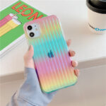Laser Gradient Colorful Phone Case For  11 12 11 Pro Max XR XS Max X 7 8 Plus 12 Pro SE 2 Hard PC Transparent Stripe Cover - Image 5