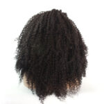 Dark Brown African Fashion Small Curly Wig, Chemical Fiber Half Hand Crochet Front Lace Headgear - Image 3