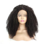 Dark Brown African Fashion Small Curly Wig, Chemical Fiber Half Hand Crochet Front Lace Headgear - Image 4