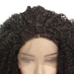 Dark Brown African Fashion Small Curly Wig, Chemical Fiber Half Hand Crochet Front Lace Headgear - Image 5