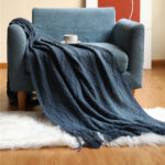 Pure Color Coral Fleece Knitted Sofa Blanket - Image 8