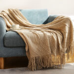 Pure Color Coral Fleece Knitted Sofa Blanket - Image 6