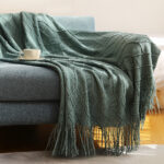 Pure Color Coral Fleece Knitted Sofa Blanket - Image 9