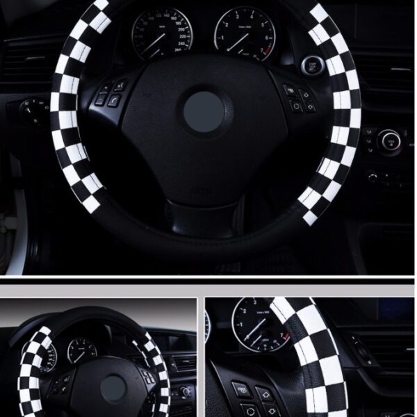 New Plaid Leather Steering Wheel Cover