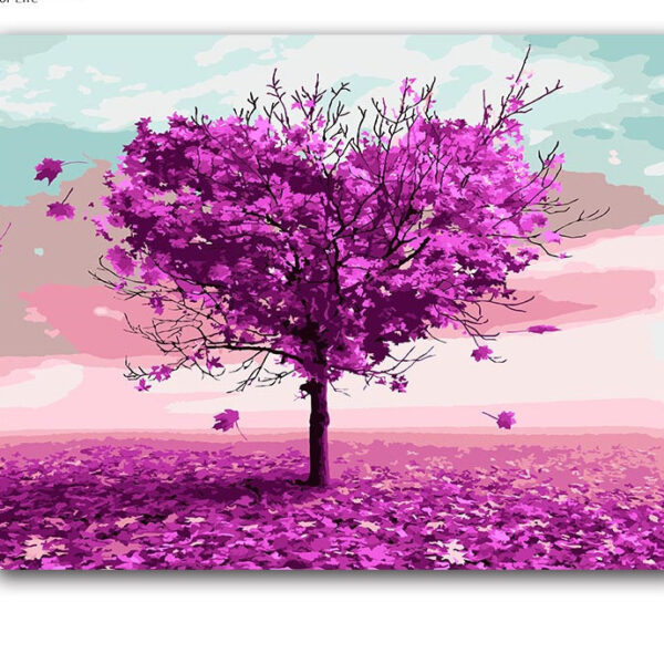 Color By Number Love Tree Landscape Modular Canvas Oil Painting