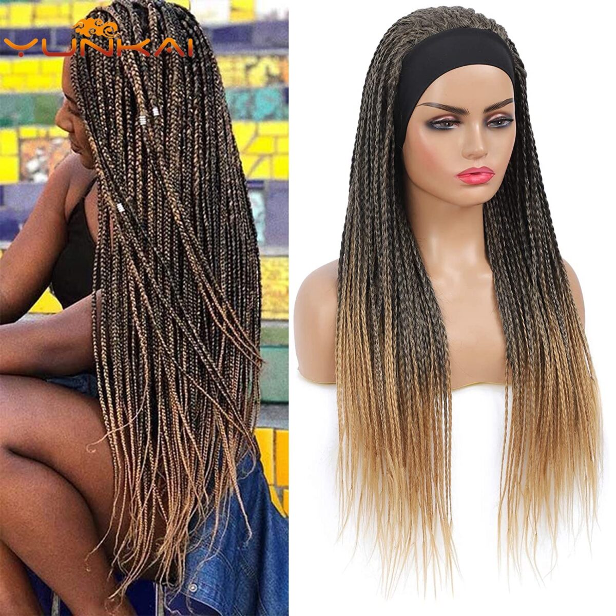 S Turban Wig Cover African Dirty Braid Hair Band Three-strand Braid Head Cover - Image 1