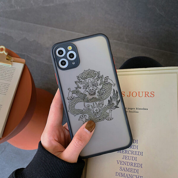 Compatible with Apple, IPhone11 Apple Frosted Ins Mobile Phone Case 12ProMax For 7 8plus Line Dragon