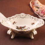 European-style Fruit Plate Set Creative Modern Luxury Gift Ceramic Fruit Plate - Image 2