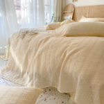 Too Fairy Soft Sister Paper Lace Cream Yellow Four-Piece Cotton Bed Linen 60 Long-Staple Cotton Bedding Cotton - Image 4