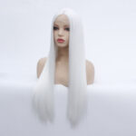 Wig European And American White Mid-Length Straight Hair - Image 4