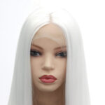 Wig European And American White Mid-Length Straight Hair - Image 5