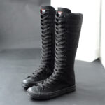 High-top Women's Casual Canvas Shoes Zipper Long Boots - Image 2