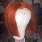 Gradient Color Short Bob Wig Orange Lace Front Human Hair Wig - Image 3