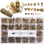 21 Grid Boxed Nail Rhinestone Flat Glass Nail Rhinestone Jewelry Set - Image 2