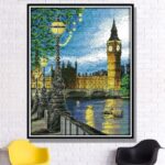 Night view of London bell tower with cross stitch - Image 5