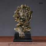 American Retro Animal Copper Lion Head Portrait Resin Craft Ornament Hallway Office Wine Cabinet Decoration - Image 5