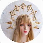 Halo hair ornament gorgeous white angel headdress - Image 6