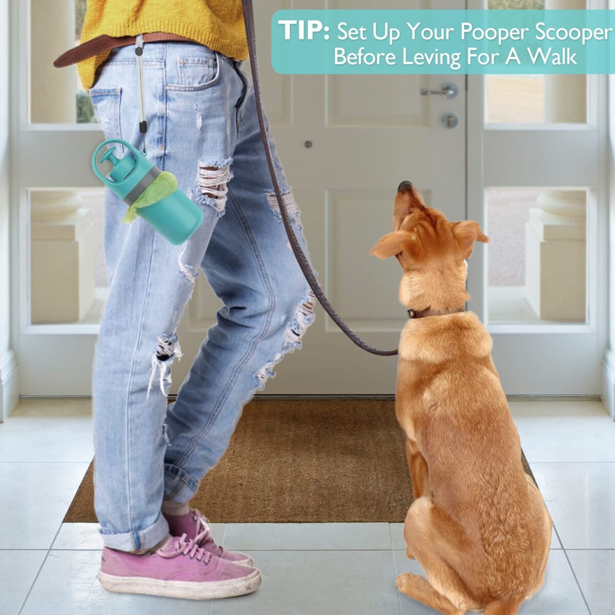 Portable Dog Poop Scooper, Sanitary Dog Waste Picker Upper With Bag Dispenser, Convenient Pet Waste Cleaner For Dog Walkers, Attachable To Dog Leash, Harness Or Waist - Image 3
