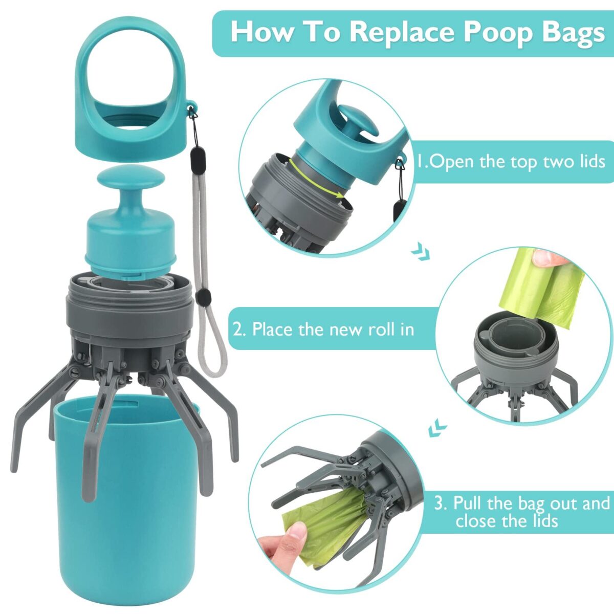 Portable Dog Poop Scooper, Sanitary Dog Waste Picker Upper With Bag Dispenser, Convenient Pet Waste Cleaner For Dog Walkers, Attachable To Dog Leash, Harness Or Waist - Image 4