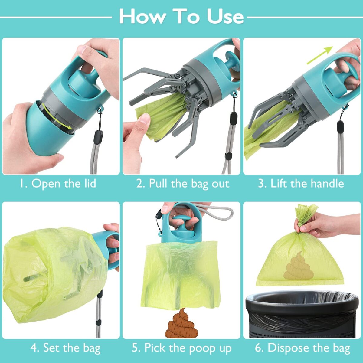Portable Dog Poop Scooper, Sanitary Dog Waste Picker Upper With Bag Dispenser, Convenient Pet Waste Cleaner For Dog Walkers, Attachable To Dog Leash, Harness Or Waist - Image 9