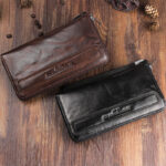Men's Handmade Sheepskin Retro Long Wallet - Image 9