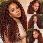 African Long Curly Hair Front Lace Brown Wig - Image 6