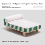 Pet Solid Wood Striped Warm Velvet Bed Small And Medium-sized Dogs Dog Cat Nest - Image 5