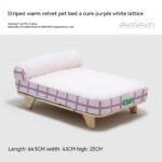 Pet Solid Wood Striped Warm Velvet Bed Small And Medium-sized Dogs Dog Cat Nest - Image 7