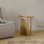 Round Solid Wood Side Table Geometric Designer Corner Table Black Bedside Table - Image 7