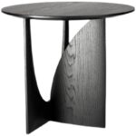 Round Solid Wood Side Table Geometric Designer Corner Table Black Bedside Table - Image 8
